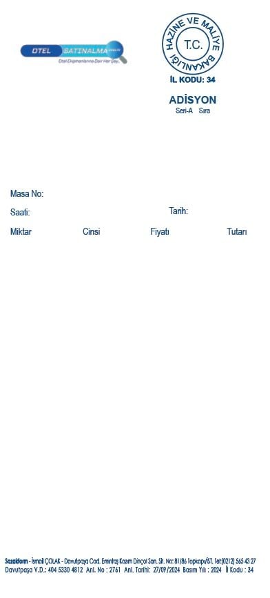 Logo Baskılı Adisyon