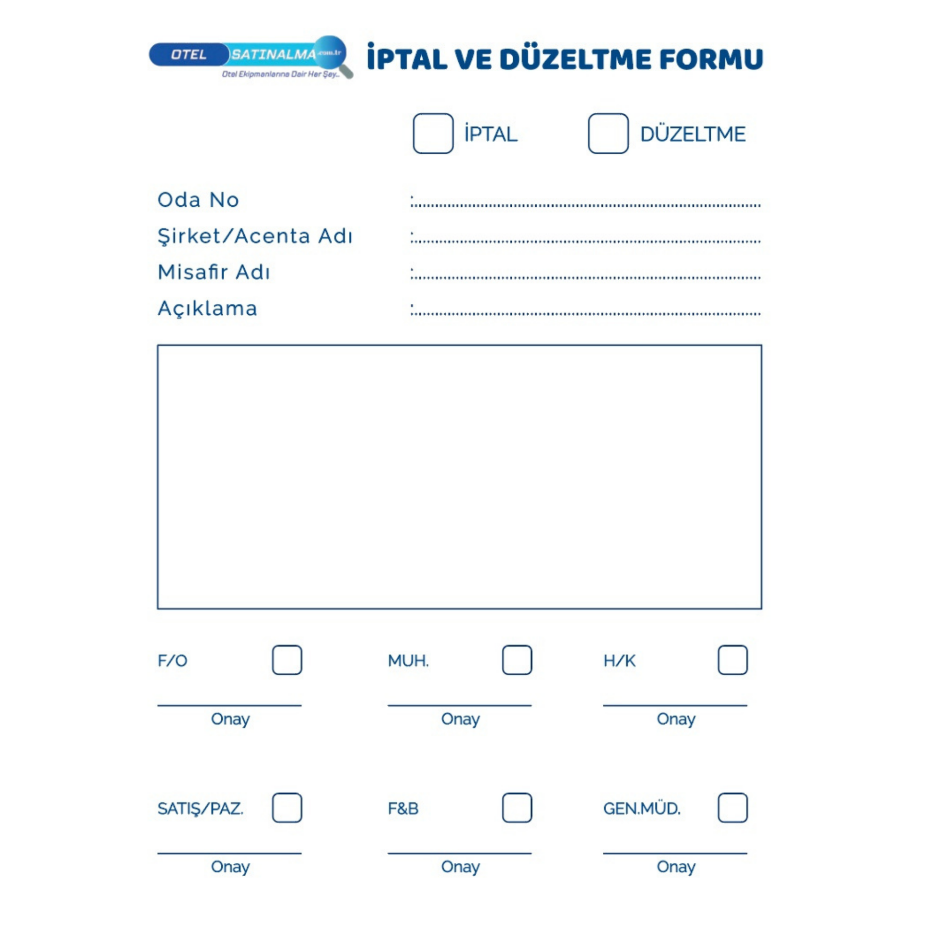 İptal Düzeltme Form
